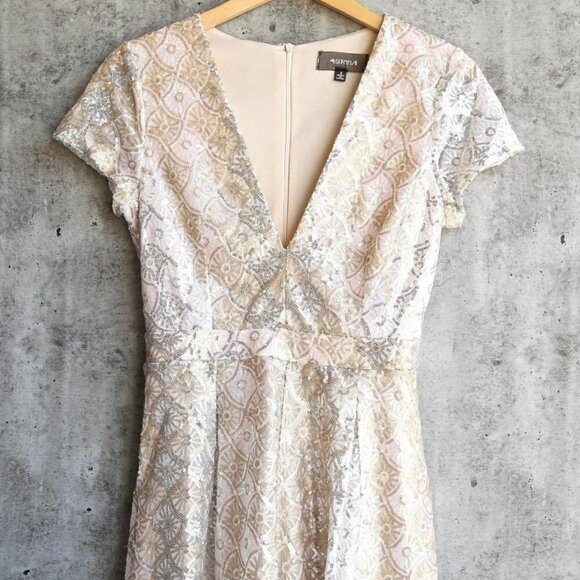 Sequin Party Romper in Champagne by 4SI3NNA size small Swifty Glitter Showgirl - Picture 1 of 8